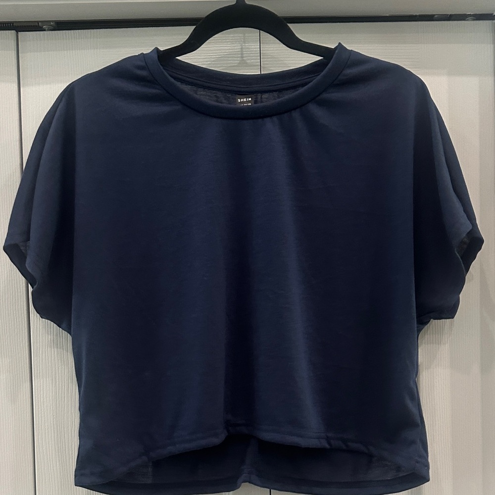 SHEIN Dark Blue Short Sleeve Tee